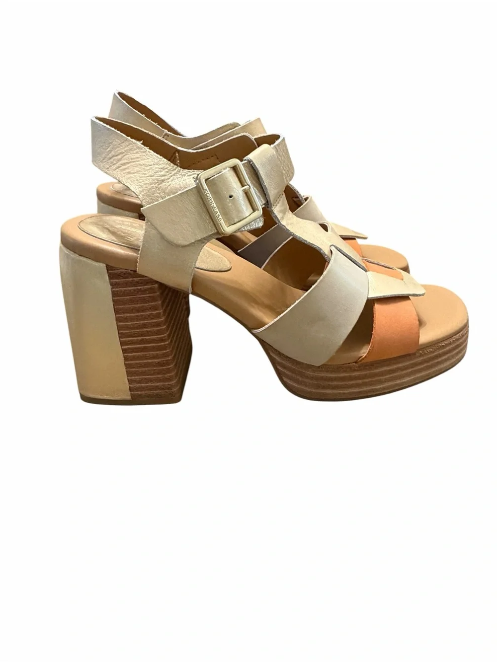 Kork-Ease Women's Multitone Platform Sandals — Beige & Orange